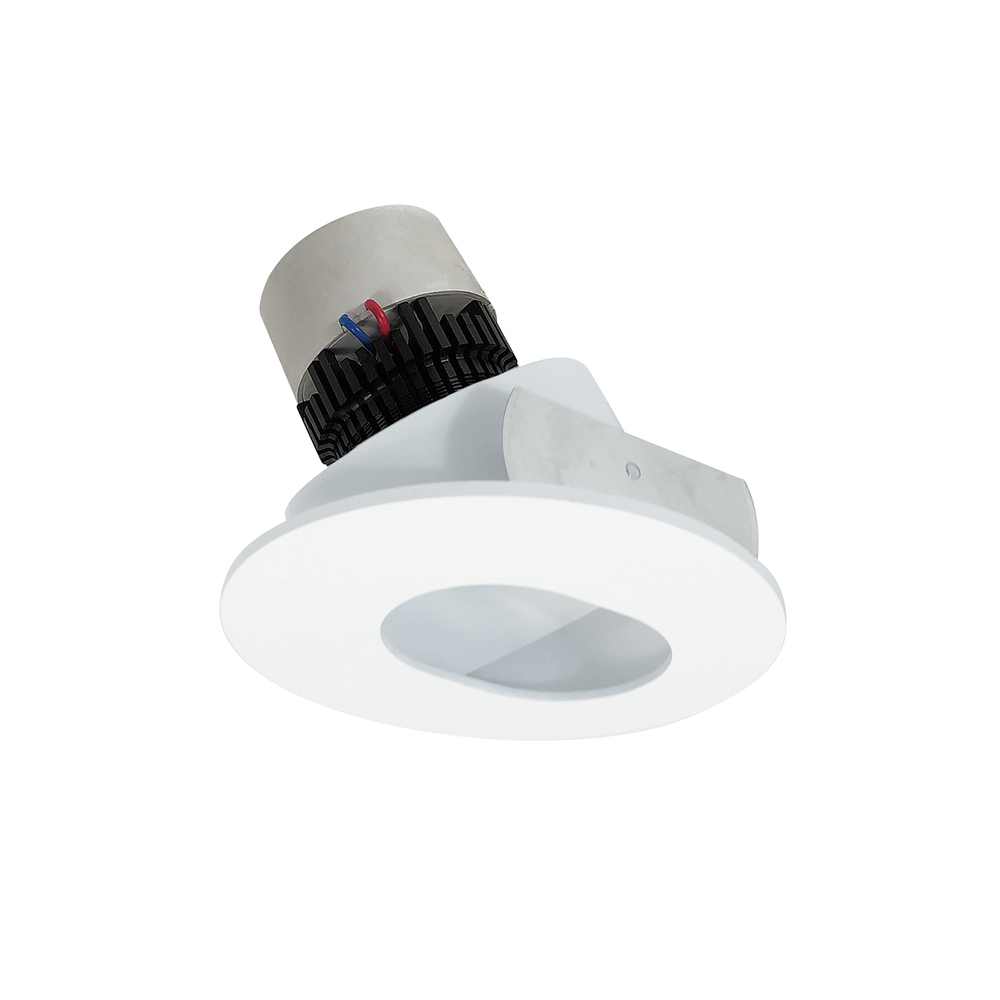 4" Pearl LED Round Adjustable Slot Aperture Retrofit, 1000lm / 12W, 2700K, Matte Powder White