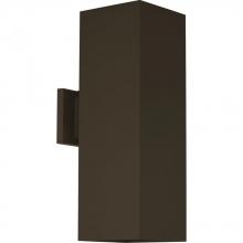  P5644-20 - 6" Square Two-Light Antique Bronze Up/Down Modern Outdoor Wall Light