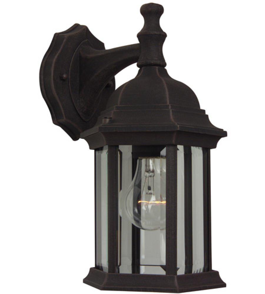 Hex Style Cast 1 Light Medium Outdoor Wall Lantern in Rust