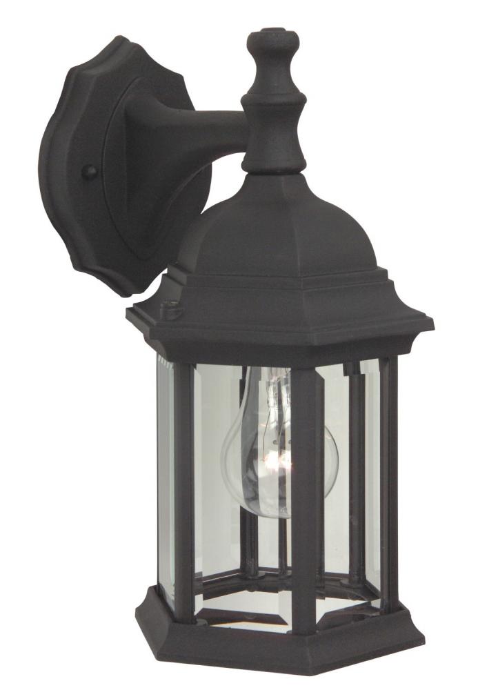 Hex Style Cast 1 Light Medium Outdoor Wall Lantern in Textured Black