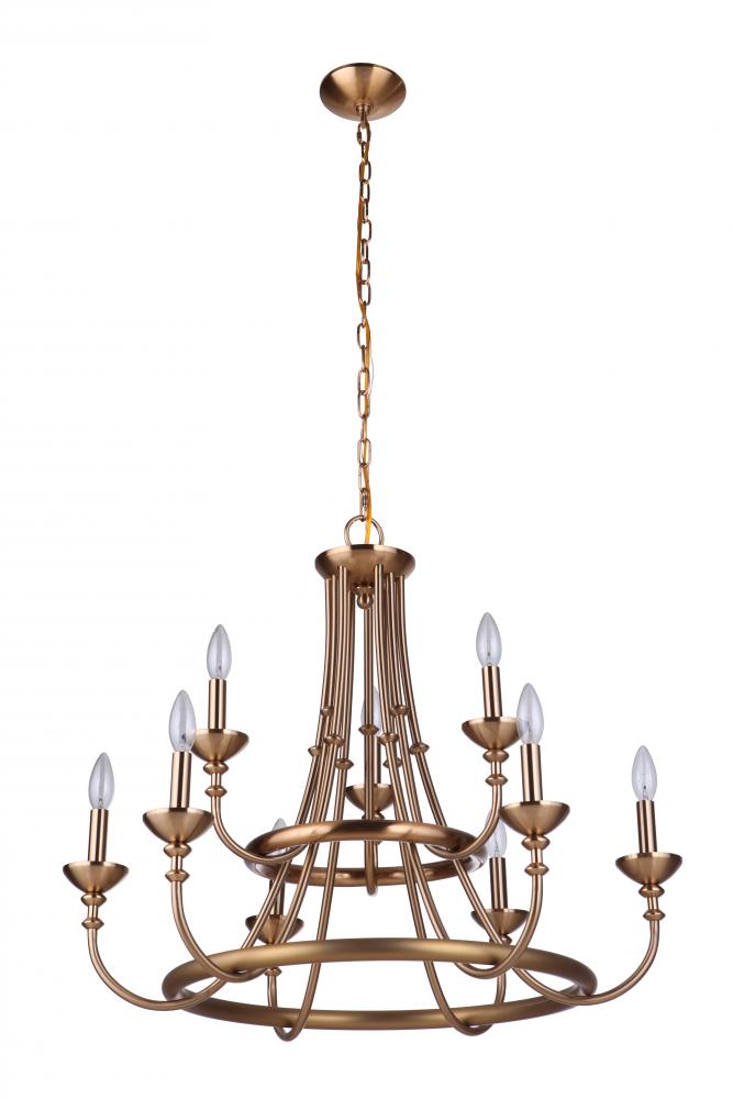 Marlowe 9 Light Chandelier in Satin Brass