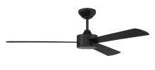 Craftmade PRV52FB3 - 52" Provision Indoor/Outdoor (Damp) in Flat Black w/ Flat Black Blades