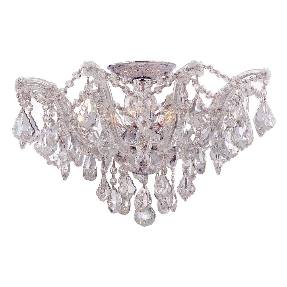 Maria Theresa 5 Light Hand Cut Crystal Polished Chrome Semi Flush Mount