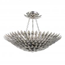 Crystorama 517-SA_CEILING - Broche 6 Light Antique Silver Semi Flush Mount