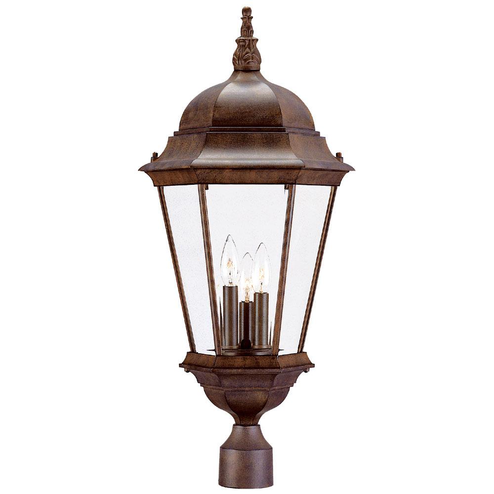 Richmond 3-Light Burled Walnut Post Mount Light