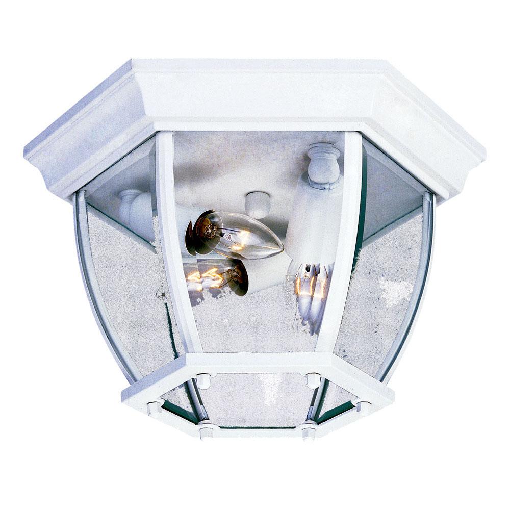 Flushmount Collection Ceiling-Mount 3-Light Outdoor Textured White Light Fixture