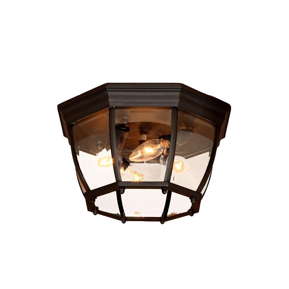 Flushmount Collection Ceiling-Mount 4-Light Outdoor Matte Black Light Fixture