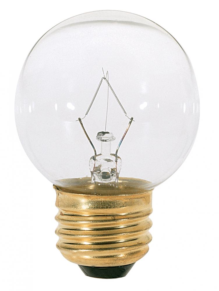 25 Watt G16 1/2 Incandescent; Clear; 1500 Average rated hours; 220 Lumens; Medium base; 120 Volt;