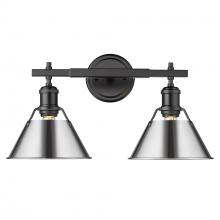 Golden 3306-BA2 BLK-CH - Orwell BLK 2 Light Bath Vanity in Matte Black with Chrome shades