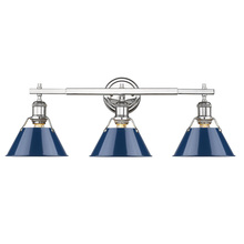 Golden 3306-BA3 CH-NVY - Orwell CH 3 Light Bath Vanity in Chrome with Matte Navy shades