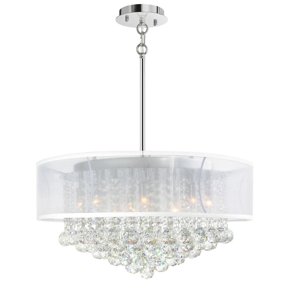 Radiant 12 Light Drum Shade Chandelier With Chrome Finish