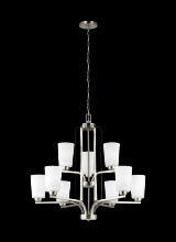 Generation Lighting 3128909-962 - Franport transitional 9-light indoor dimmable ceiling chandelier pendant light in brushed nickel sil