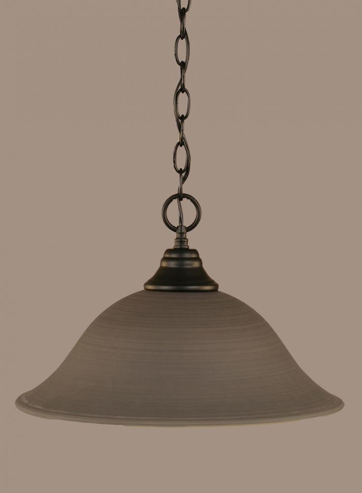 One Light Gray Linen Glass Matte Black Down Pendant