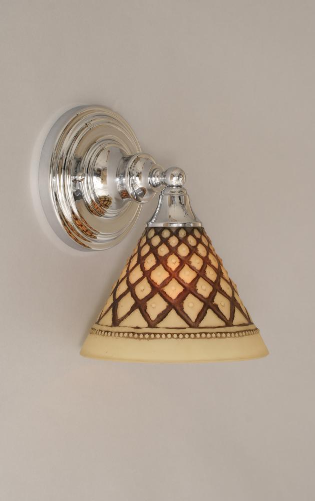 One Light Chrome Chocolate Icing Glass Wall Light