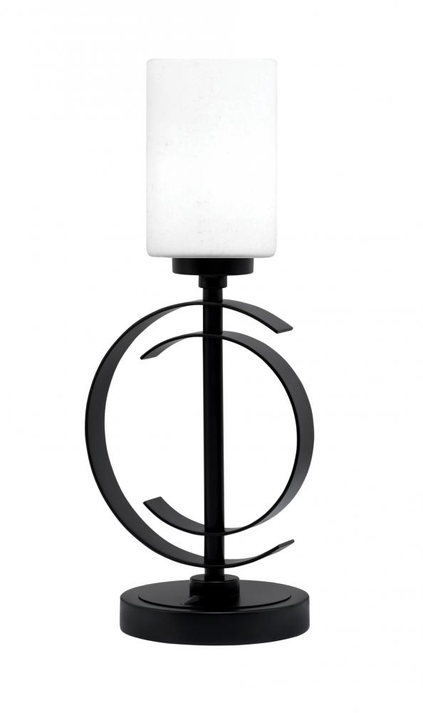 Accent Lamp, Matte Black Finish, 4" White Muslin Glass