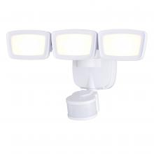 Vaxcel International T0702 - 13.25-in. 3 Light LED CCT Adj. Outdoor Motion Sensor Security Flood Light White