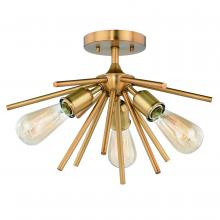 Vaxcel International C0164 - Estelle 17-in Semi Flush Ceiling Light Natural Brass