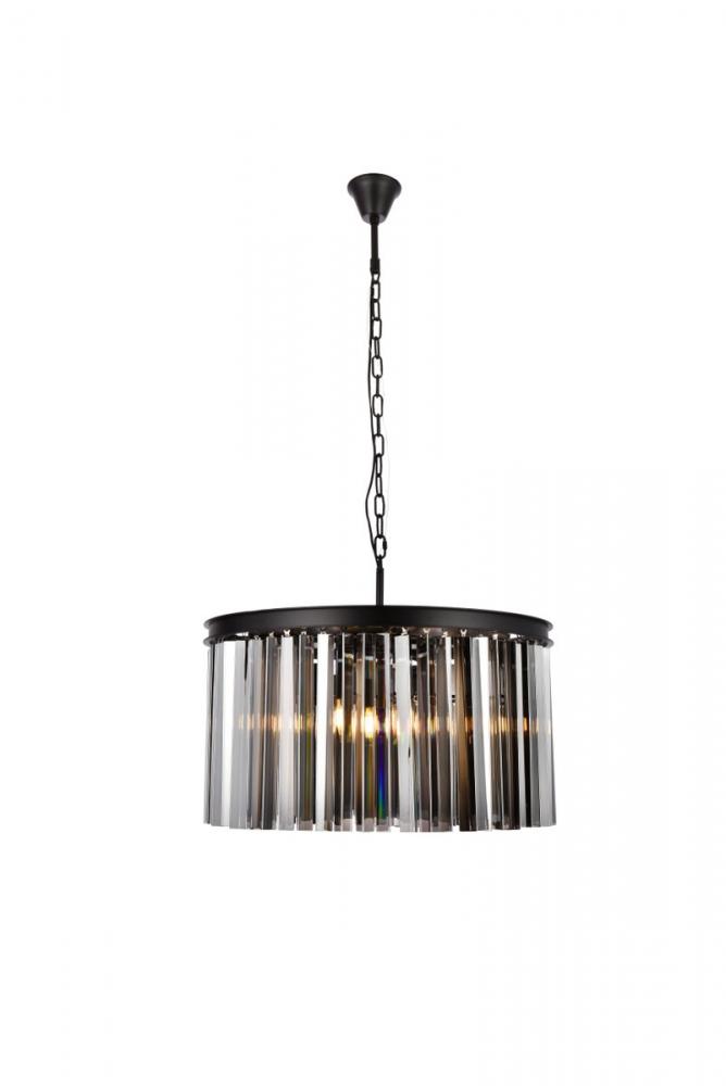 Sydney 8 Light Matte Black Chandelier Silver Shade (Grey) Royal Cut Crystal