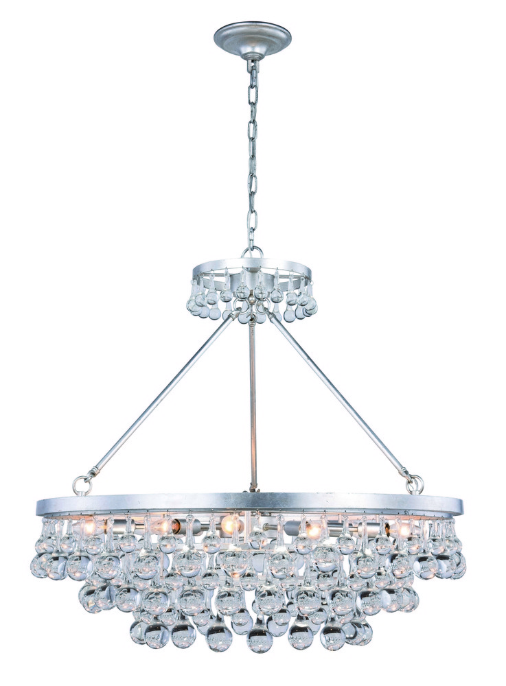 Bettina 10 light Silver Leaf Pendant Clear Royal Cut Crystal