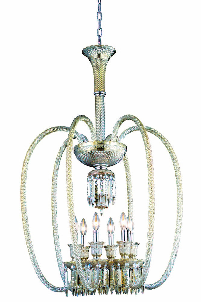 Majestic 6 light Golden Teak Chandelier Golden Teak (Smoky) Elegant Cut Crystal