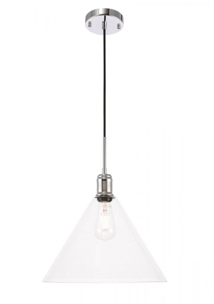 Hugh 1 Light Chrome and Clear Glass Pendant