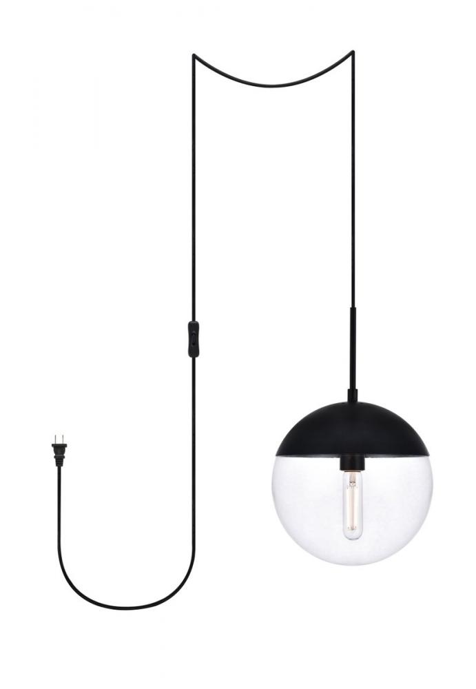 Eclipse 1 Light Black Plug in Pendant with Clear Glass