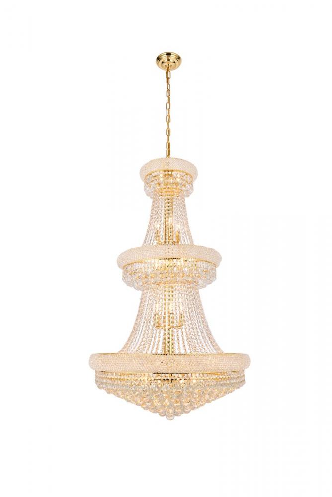 Primo 32 Light Gold Chandelier Clear Royal Cut Crystal