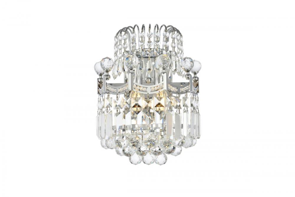 Corona 2 Light Chrome Wall Sconce Clear Royal Cut Crystal