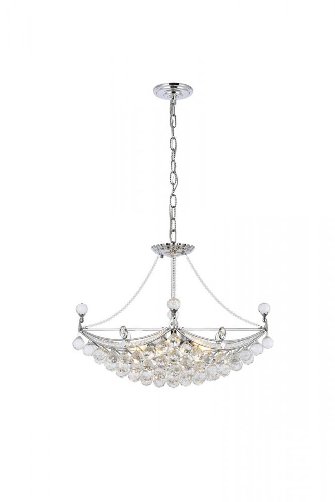 Corona 6 Light Chrome Chandelier Clear Royal Cut Crystal