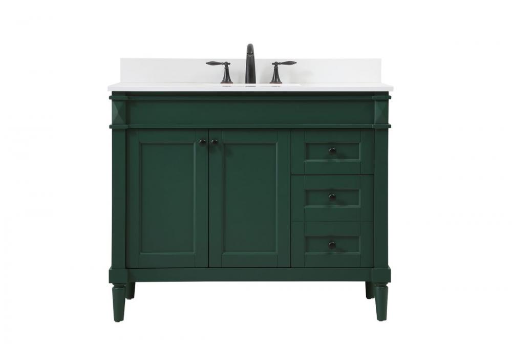 42 Inch Single Bathroom Vanity in Green with Backsplash