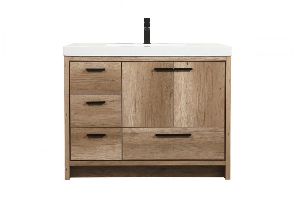 42 Inch Single Bathroom Vanity in Natural Oak