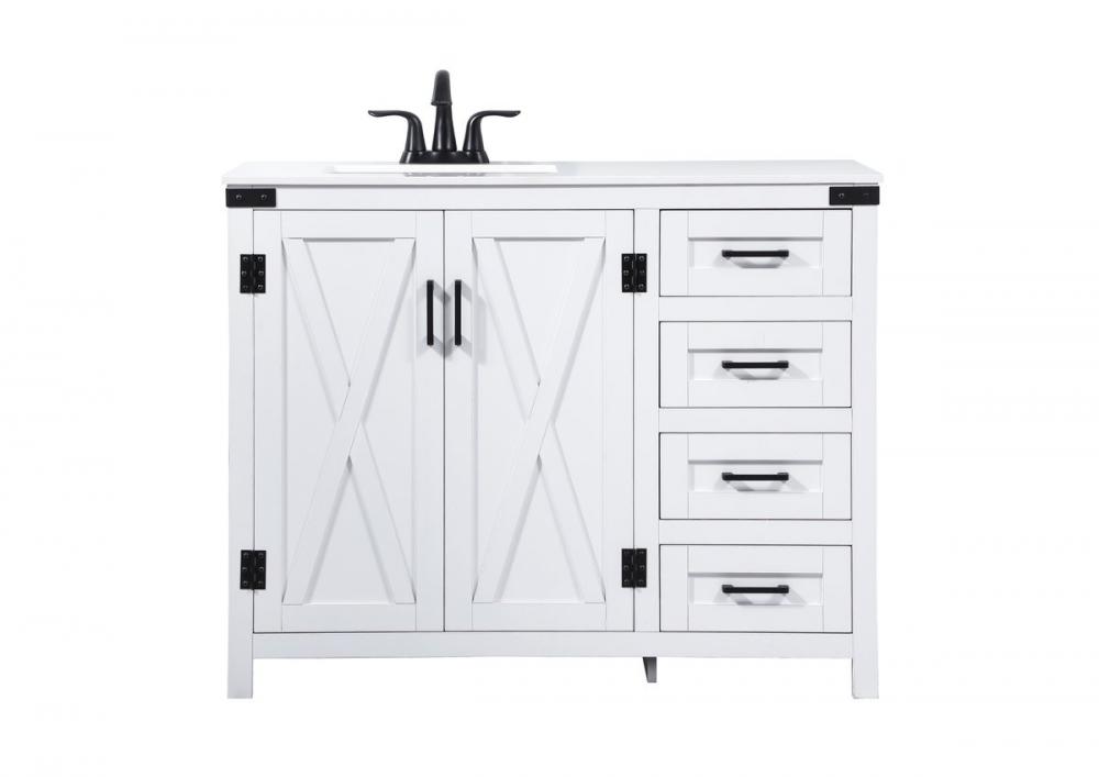 42 Inch Single Bathroom Vanity in White