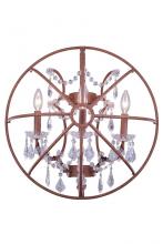 Elegant 1130W21RI/RC - Geneva 3 Light Rustic Intent Wall Sconce Clear Royal Cut Crystal