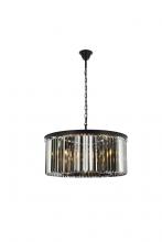 Elegant 1238D31MB-SS/RC - Sydney 8 Light Matte Black Chandelier Silver Shade (Grey) Royal Cut Crystal