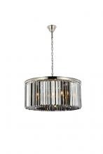 Elegant 1238D31PN-SS/RC - Sydney 8 Light Polished Nickel Chandelier Silver Shade (Grey) Royal Cut Crystal