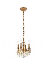 Elegant 9104D10FG-GT/RC - Lillie 4 Light French Gold Pendant Golden Teak (Smoky) Royal Cut Crystal