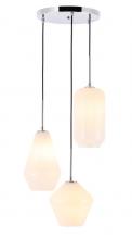 Elegant LD2269C - Gene 3 Light Chrome and Frosted White Glass Pendant