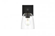 Elegant LD7307W5BLK - Gianni 1 Light Black and Clear Bath Sconce