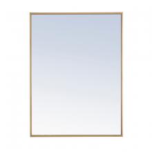 Elegant MR4072BR - Metal Frame Rectangle Mirror 24 Inch Brass Finish