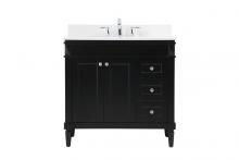 Elegant VF31836BK-BS - 36 Inch Single Bathroom Vanity in Black with Backsplash