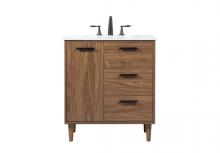 Elegant VF47030WB - 30 Inch Single Bathroom Vanity in Walnut Brown