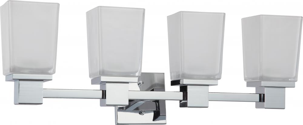 Parker - 4 Light Vanity with Sandstone Etched Glass - Polished Chrome Finish