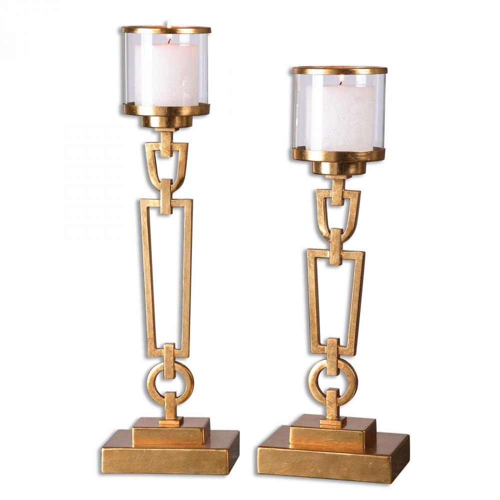 Uttermost Goldie Metal Candleholders, S/2