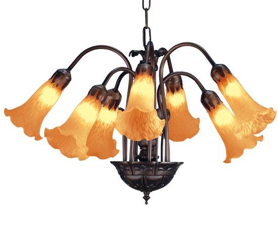 20"W Amber Pond Lily 7 LT Chandelier