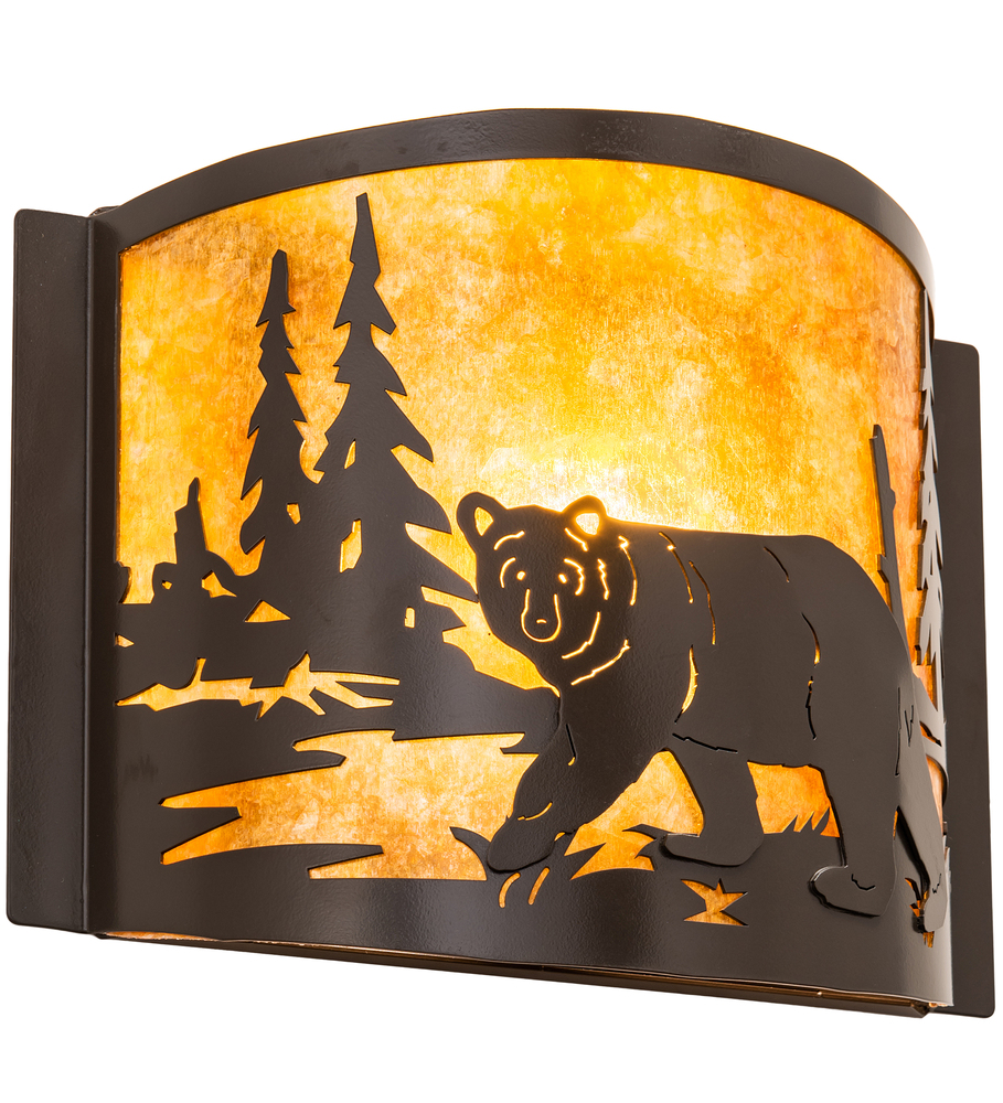 12" Wide Bear at Lake Wall Sconce