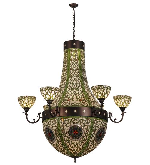 60"W Grand Tulip Medallion 6 Arm Chandelier