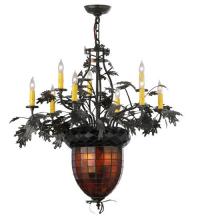 Meyda White 125052 - 34" Wide Greenbriar Oak 9 Arm Chandelier