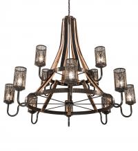 Meyda White 219854 - 66" Wide Barrel Stave Winter Maple 12 Light Two Tier Chandelier