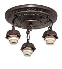 Meyda White 30542 - 11" Wide Mahogany Bronze 3 Light Semi-Flushmount Hardware