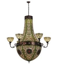 Meyda White 38465 - 60"W Grand Tulip Medallion 6 Arm Chandelier